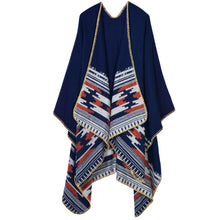 women casual knitted cape poncho open front contrast striped pashmina cardigan outwear tops shawl scarf TIML66