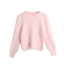women hand knitted mohair sweater solid turtleneck long sleeve casual lady pullover thick warm loose women knitwear TIML66