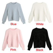 women hand knitted mohair sweater solid turtleneck long sleeve casual lady pullover thick warm loose women knitwear TIML66