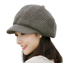 Women Knitted Cap Cable Slouch Baggy Faux Rabbit Fur Casual Hat Bone Beret Ladies Knitting Casquette TIML66 TIML66