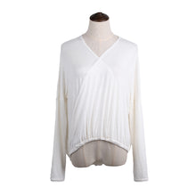 Women Sexy Blouse Cross Ruched Front Deep V-Neck Irregular Hem Long Sleeve Casual Shirt Women Tops Blusas TIML66 TIML66