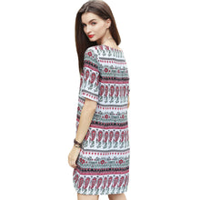 women boho dress tribal print sundress short sleeve mini dress o neck casual beach dress red vestidos TIML66