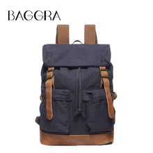 Korean Men Canvas Backpack Flap Drawstring Laptop Backpack Buckle Strap Student Travel Bag School Bags For Teenager TIML66 TIML66