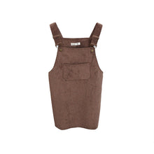 Korean Style College Wind Restoring Ancient Ways Corduroy Suspenders Big Pocket Straight Vest Dress LE3 TIML66