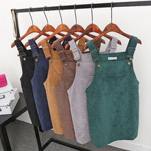 korean style college wind restoring ancient ways corduroy suspenders big pocket straight vest dress TIML66
