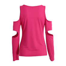 low cut women casual t-shirts cold shoulder square collar solid tshirt cutout long sleeve tops rose green black ropa mujer TIML66