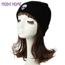 men women knitted beanies hat plain alien embroidery gorros masculino dome fall cap warm crochet skull hat headwear TIML66