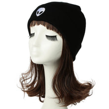 men women knitted beanies hat plain alien embroidery gorros masculino dome fall cap warm crochet skull hat headwear TIML66