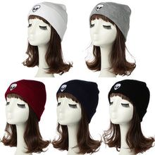 men women knitted beanies hat plain alien embroidery gorros masculino dome fall cap warm crochet skull hat headwear TIML66