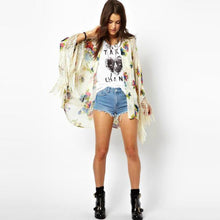 women blouse floral printed long sleeve casual beach boho kimono cardigan long beach blusas tops TIML66