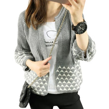 women knitted cardigan open front geometric pattern loose sleeve warm sweater outerwear short coat knitwear TIML66