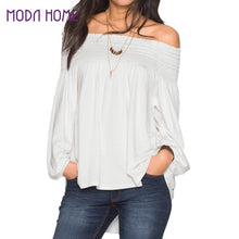 off shoulder top chiffon women blouses slash neck sexy office shirt ladies retro blouse shirt tops blusa TIML66