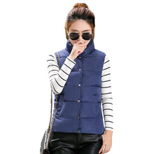 down jacket stand collar sleeveless women coat stud press pockets padded vest coat outerwear TIML66