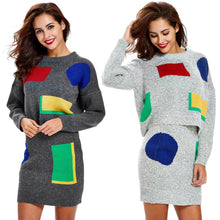 Women Knitted Sweater Dress Long Sleeve Bodycon Dress 2Pcs Set Ladies Party Mini Dress Vestidos TIML66 TIML66