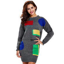 women knitted sweater dress long sleeve bodycon dress 2pcs set ladies party mini dress vestidos TIML66