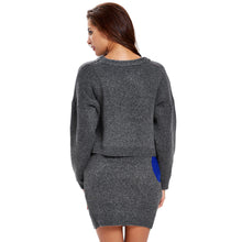 Women Knitted Sweater Dress Long Sleeve Bodycon Dress 2Pcs Set Ladies Party Mini Dress Vestidos TIML66 TIML66