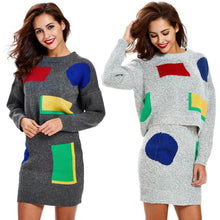 women knitted sweater dress long sleeve bodycon dress 2pcs set ladies party mini dress vestidos TIML66