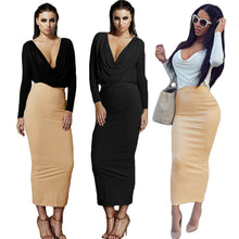 Deep V Neck Long Sleeve Women Sexy Dress High Waist Bodycon Dress Elegant Party Long Maxi Dress Vestidos Plus Size TIML66 TIML66