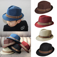 kids boy girl unisex fedora hat contrast trim cool jazz hat trilby cap chapeau TIML66