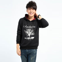 Men Hoodies Tree Letter Print Long Sleeve Casual Men Sweatshirt Pullover Tops Blusas Black TIML66 TIML66