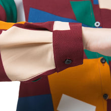 shirts women blouses button geometric print turn down collar long sleeve blouses women tops blusas green blue TIML66