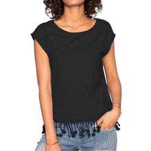 t-shirts women tassel fringed short sleeve casual tee shirt pullover women tops white black purple TIML66