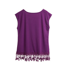t-shirts women tassel fringed short sleeve casual tee shirt pullover women tops white black purple TIML66
