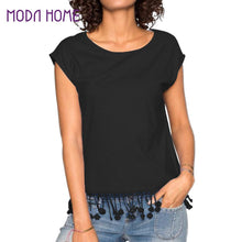 t-shirts women tassel fringed short sleeve casual tee shirt pullover women tops white black purple TIML66