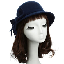 Fedora Hats Bowknot Decoration Wool Felt Bowler Derby Hat Cap Elegant Women Hat TIML66 TIML66