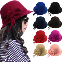 Fedora Hats Bowknot Decoration Wool Felt Bowler Derby Hat Cap Elegant Women Hat TIML66 TIML66