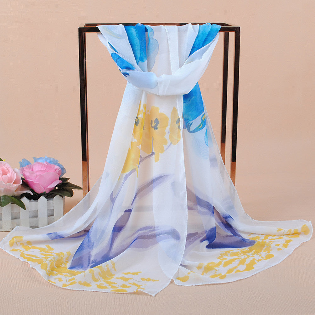 women bohemian chiffon scarf print long shawl sun block beach pashmina elegant thin scarf ladies foulard TIML66