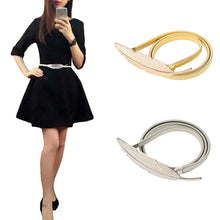 Women Belt Leaf Clasp Front Stretchy Elastic Belt Elegant Ladies Slim Skinny Waist Strap Girls GoldSilver Belt TIML66 TIML66