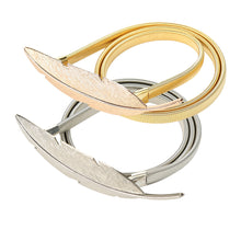 Women Belt Leaf Clasp Front Stretchy Elastic Belt Elegant Ladies Slim Skinny Waist Strap Girls GoldSilver Belt TIML66 TIML66