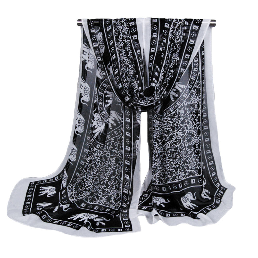 Women Chiffon Scarf Floral Print Long Thin Shawl Wrap Vintage Pashmina Women Shawls and Scarves TIML66 TIML66