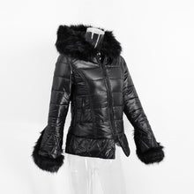 Women Down Jacket Faux Fur Hood Cuffs Long Sleeve Womens Jacket Quilted Warm Parka Coat Overcoat Black TIML66 TIML66