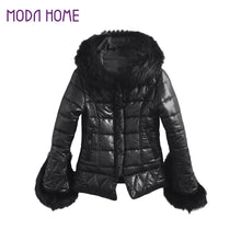 Women Down Jacket Faux Fur Hood Cuffs Long Sleeve Womens Jacket Quilted Warm Parka Coat Overcoat Black TIML66 TIML66