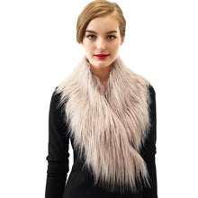 Women Faux Fur Collar Scarves Fluffy Soft Warm Scarf Shawl Solid Stole Ladies Echarpe Hiver  TIML66 TIML66