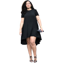 Women Mini Dress O Neck Solid Short Sleeve Asymmetric Hem A-Line Casual Loose Dress Plus Size Vestidos TIML66 TIML66