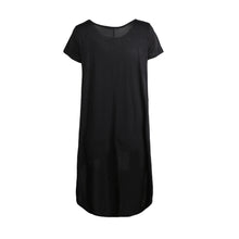 Women Mini Dress O Neck Solid Short Sleeve Asymmetric Hem A-Line Casual Loose Dress Plus Size Vestidos TIML66 TIML66