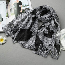Women Scarf Ladies Floral Printed Long Shawl Vintage Soft Pashmina Cape WhiteBlack Shawls And Scarves TIML66 TIML66