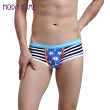 gay underwear mens briefs stripe print u convex pouch low waist cotton panties men shorts underpants TIML66