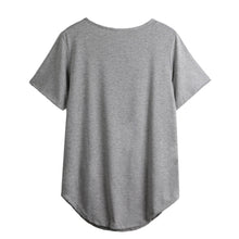 Plus Size Tshit Women T-Shirt Chest Pocket Casual Tunic Top Solid Color Loose Women Tee Shirt Tops Blusas Grey TIML66 TIML66