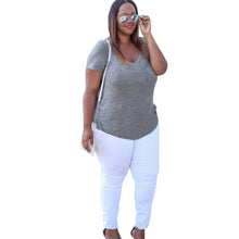 plus size tshit women t-shirts chest pocket casual tunic top solidcolor loose women tee shirt tops blusas grey TIML66