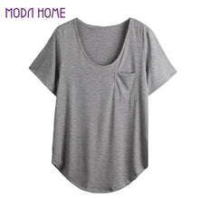 Plus Size Tshit Women T-Shirt Chest Pocket Casual Tunic Top Solid Color Loose Women Tee Shirt Tops Blusas Grey TIML66 TIML66
