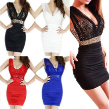 Style Dress Women Sexy Club Bodycon Dress V-Neck Sequined Women Evening Party Mini Dresses Vestidos TIML66 TIML66