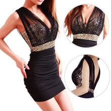 Style Dress Women Sexy Club Bodycon Dress V-Neck Sequined Women Evening Party Mini Dresses Vestidos TIML66 TIML66