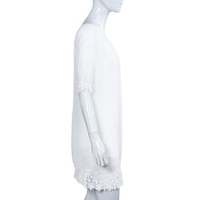 women chiffon mini lace dress splice o neck half sleeve casual elegant dress white plus size women clothing TIML66