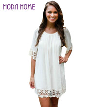 women chiffon mini lace dress splice o neck half sleeve casual elegant dress white plus size women clothing TIML66