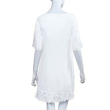women chiffon mini lace dress splice o neck half sleeve casual elegant dress white plus size women clothing TIML66