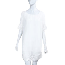 women chiffon mini lace dress splice o neck half sleeve casual elegant dress white plus size women clothing TIML66